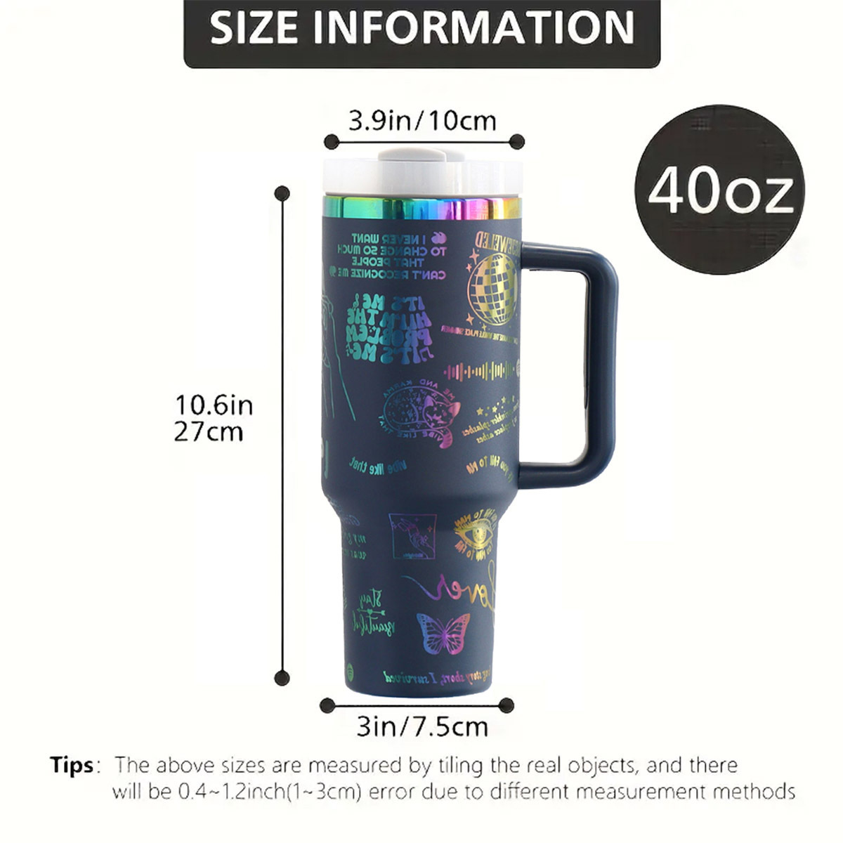 40oz Tumbler with handle H2.0 custom logo insulated double wall stainless steel thermos bottles adventure quencher travel mugs