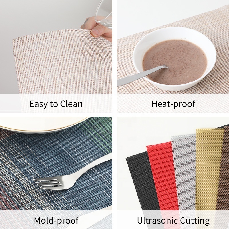 YIDIAN Wholesale Placemat Factory Eco-friendly Heat Insulation Plain Vinyl Woven Colorful Plastic PVC Dining Table Mats & Pads