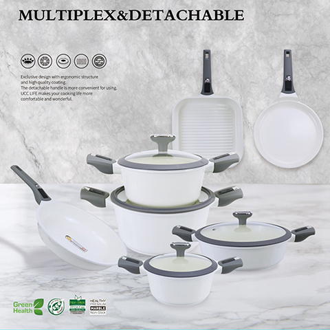 New Design Detachable Handle Nonstick Cookware Sets Removable Handle Frying Pan sauce pot