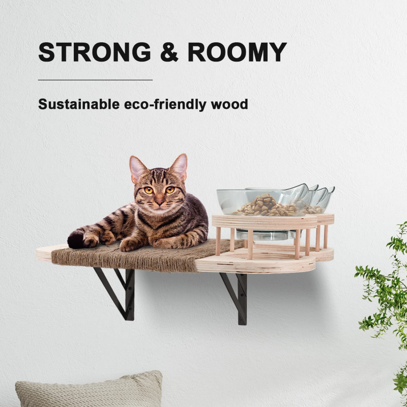 New solid wooden cat wall mounted cat scratching shelf furniture cat litter pet rack