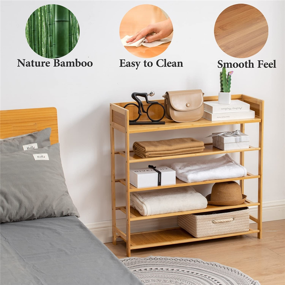 Eco Friendly Bamboo Wood 3-Tier Shoe Rack And Tower