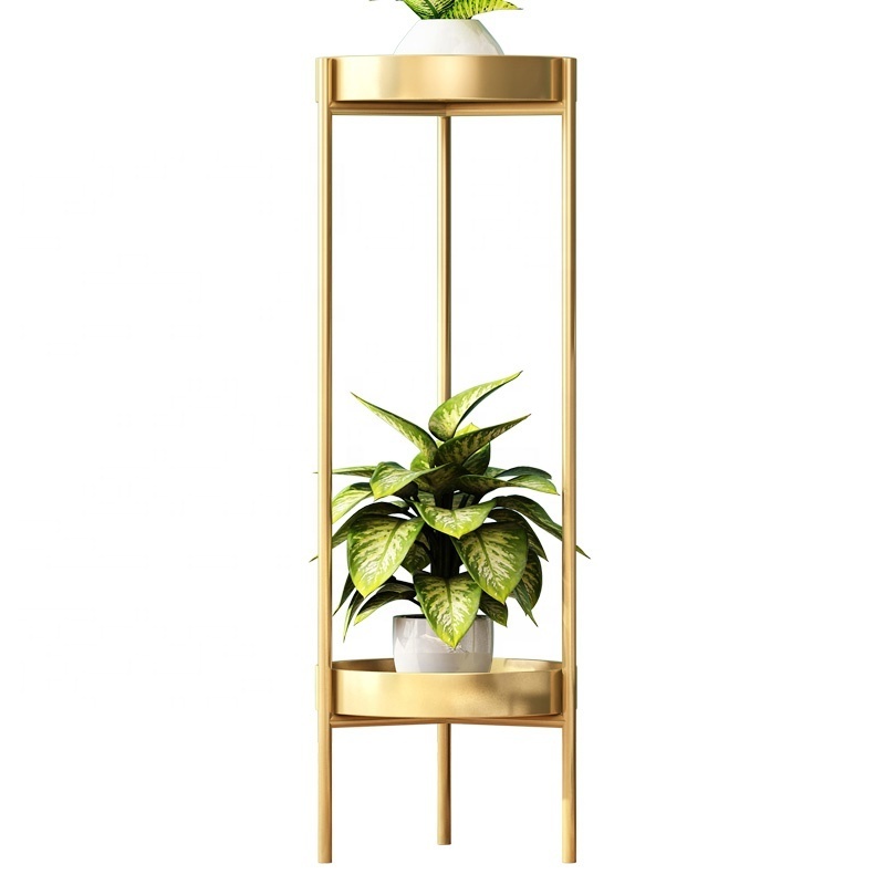 Modern Nordic Designs Iron Metal Gold Tall Flower Stand Floor Pot Plants Rack Plant Stand for Balcony Indoor Home Furniture