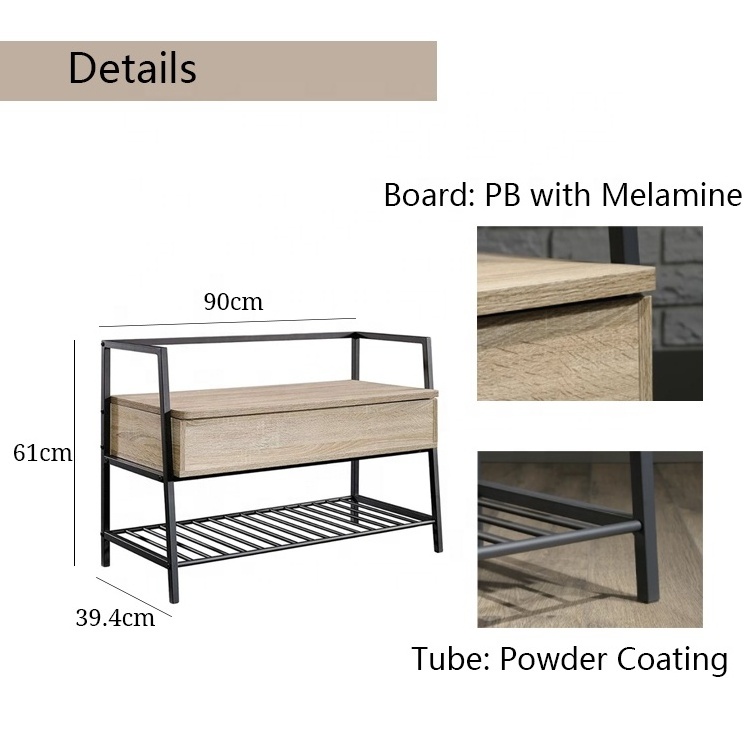 Modern Home Industrial Wrought Iron Hallway Simple Stand Balcony Wholesale Storage Organizer Folding Bench Stool Shoes Rack