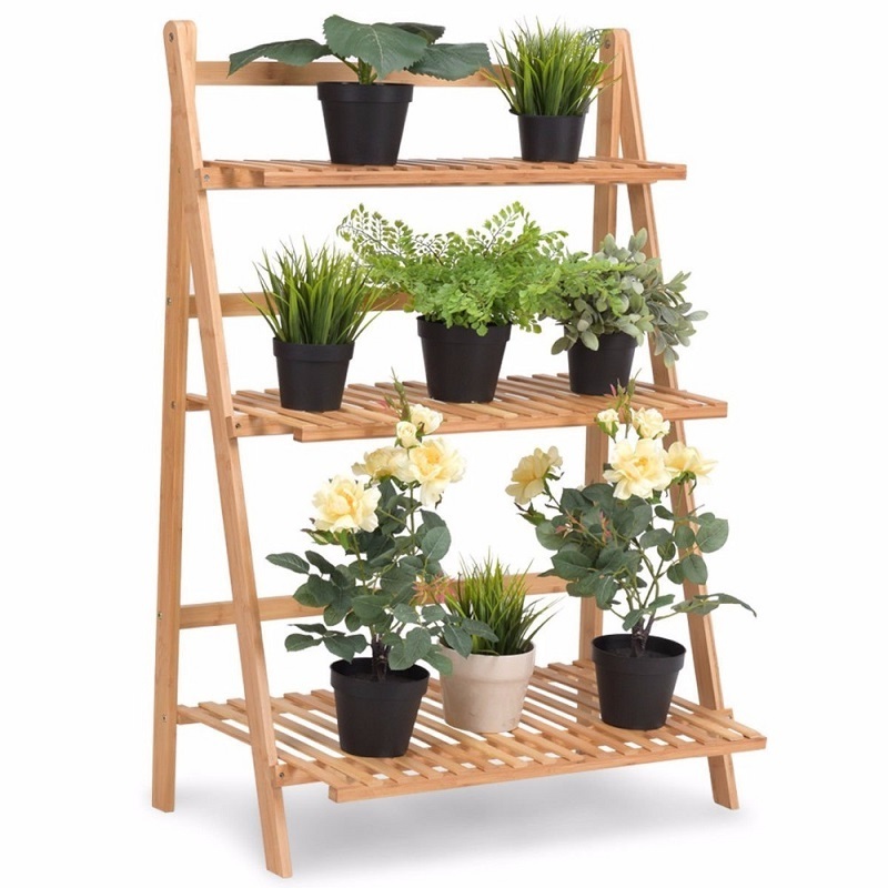 High Quality Garden wooden Plant Stands, Bamboo flower Display Rack, pot shelf