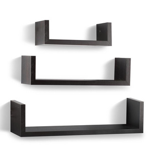 Set of 3 Wood Floating U Shaped Shelves Wall shelves for Living Room