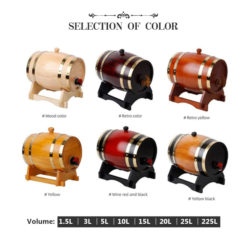 high quality wholesale wooden whiskey wine drum pail wooden oak barrels wine barrel