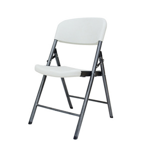 Manufacturer Hot Sales Cheap White Metal Frame Folding Chair Plastic Outdoor Furniture