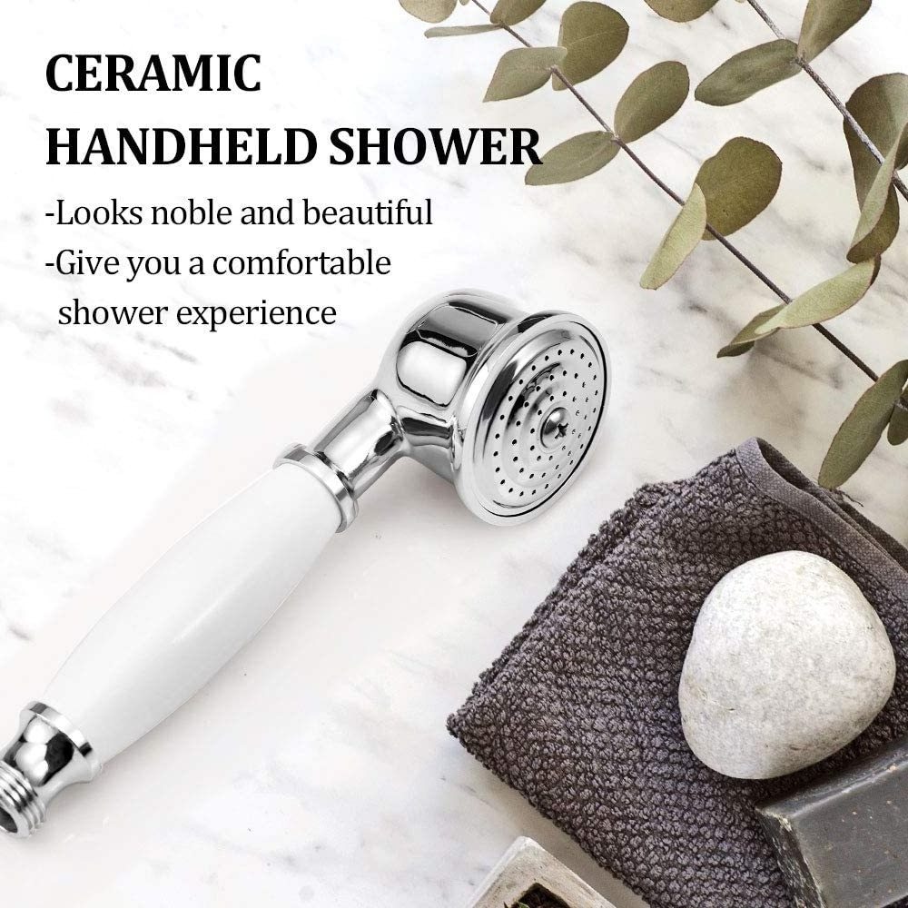 Bathroom Wall Mount Brushed Bathtub Faucet with Hand Shower Sprayer Faucet Double Cross Handle Telephone Shaped Handheld Spr