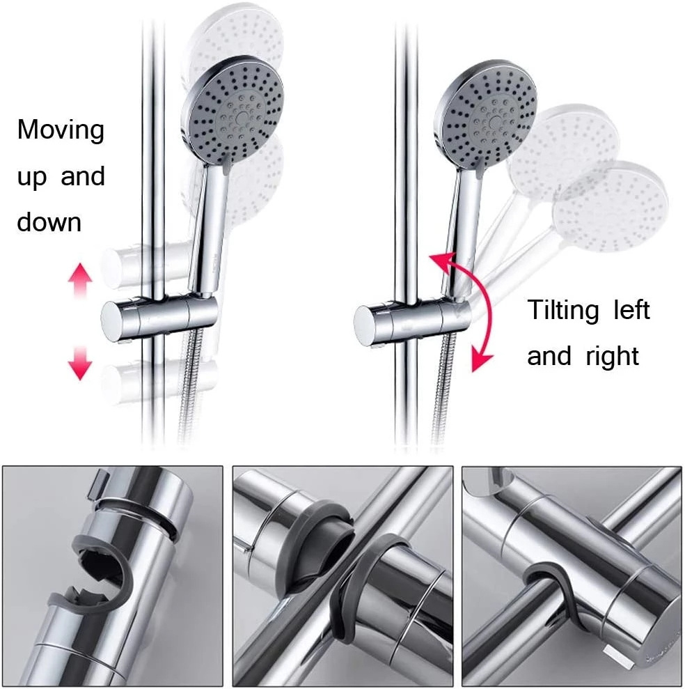 Replacement Hand Shower Bracket for Slide Bar 18-25MM Adjustable Rail Shower Head Holder Chrome Finished