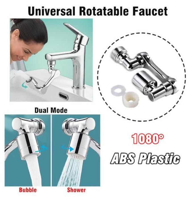 1080 Universal Rotation Faucet Sprayer Head Dual Effluent Washbasin Kitchen Robot Arm Extension Faucets Aerator Bubbler Nozzle