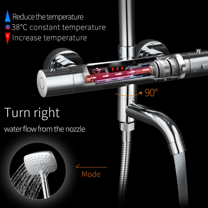 Chrome Thermostatic Bar Shower Mixer Valve Anti Scald Tap Thermostatic Shower Faucet Mixer