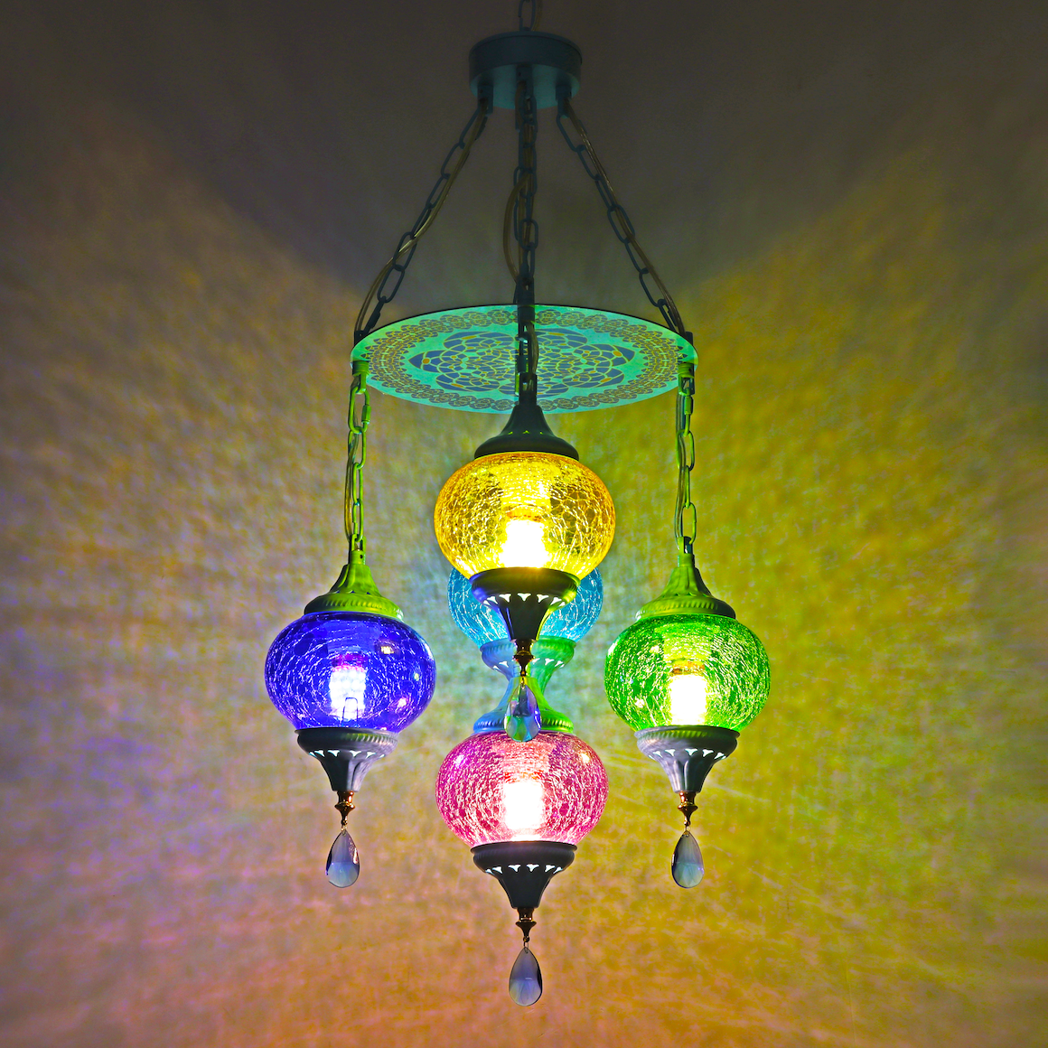 Turkish style Bohemian style  ice crack glass  electroplating macaron color  Chandelier