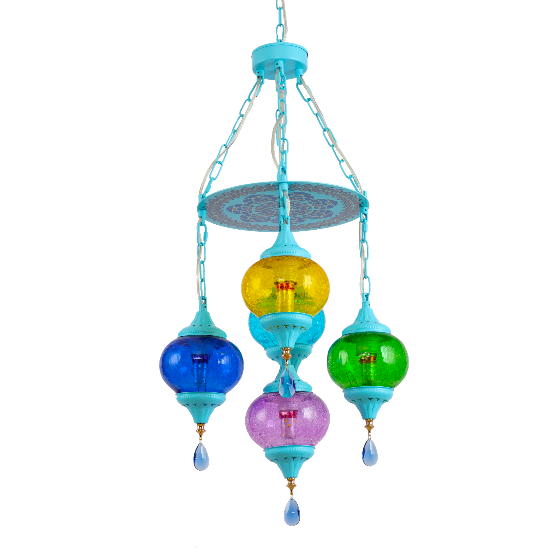 Turkish style Bohemian style  ice crack glass  electroplating macaron color  Chandelier