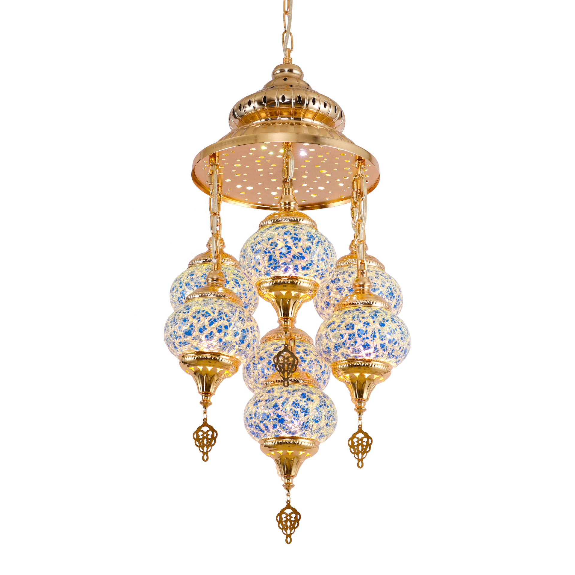 Turkish style Bohemian style  Handmade Mosaic electroplating French gold or green bronze Chandelier