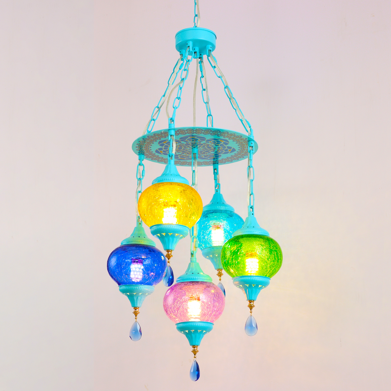 Turkish style Bohemian style  ice crack glass  electroplating macaron color  Chandelier