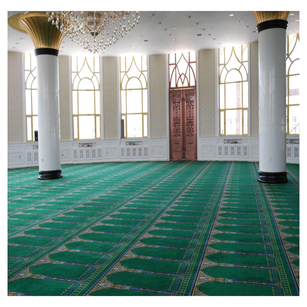 Design Custom Woven Wool Wilton Printed Islam Mosque Carpet Roll for Floor Acrylic Carpet