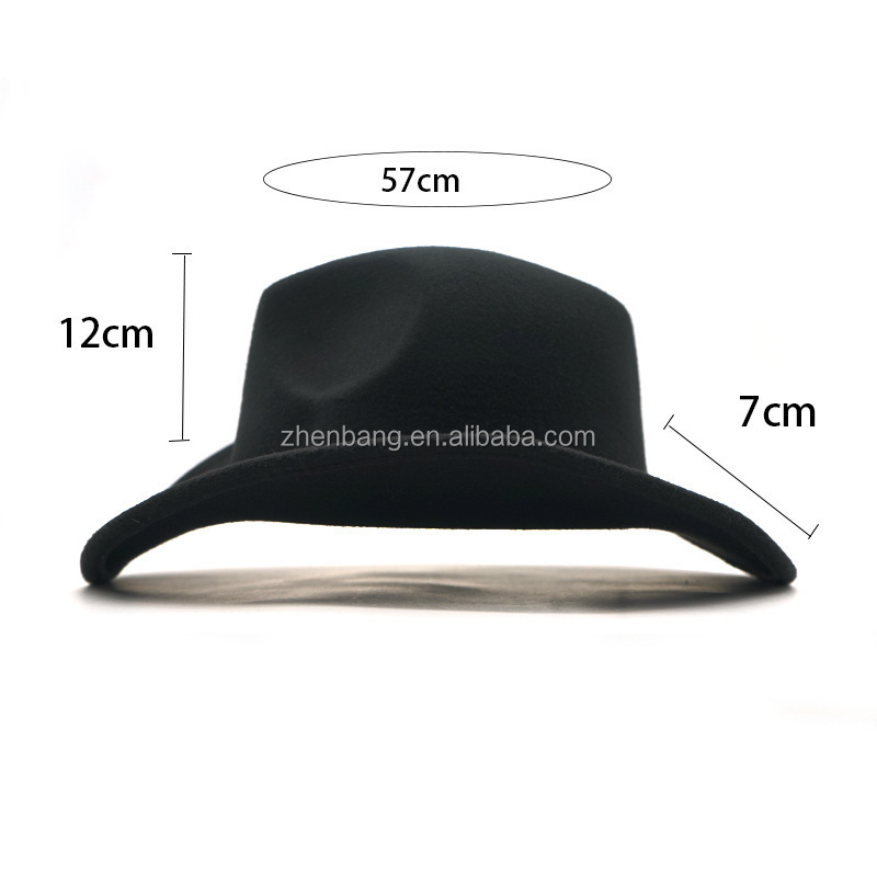 Print Logo Custom Cheap China Wide Brim Wool Felt Hard Cowboy Hat