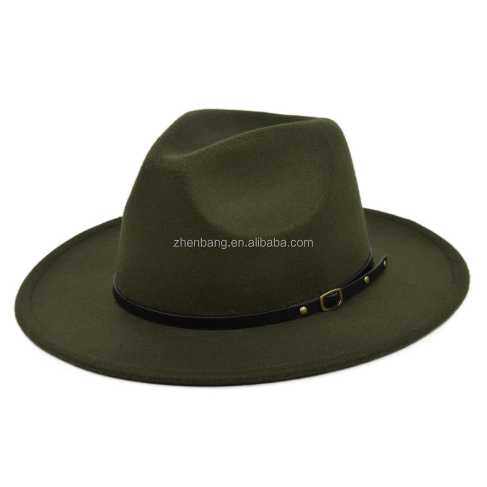 Fedora Hats with Belt Wide Brim Wool Felt Panama Hat Casual Sun Jazz Hats for Men Women