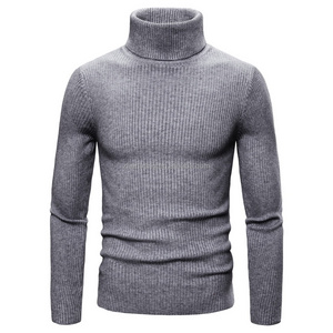 Sweaters Wholesale OEM Winter Mens Slim Comfortably Knitted Embroidered Long Sleeve Black Turtleneck Woolen Sweaters For Men