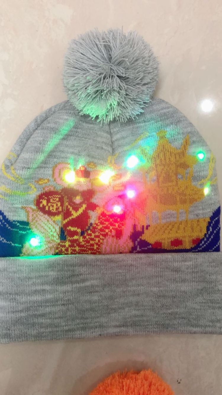 100% Acrylic Knitting beanie hat with led light inside black color LED Beanies for Christmas gift