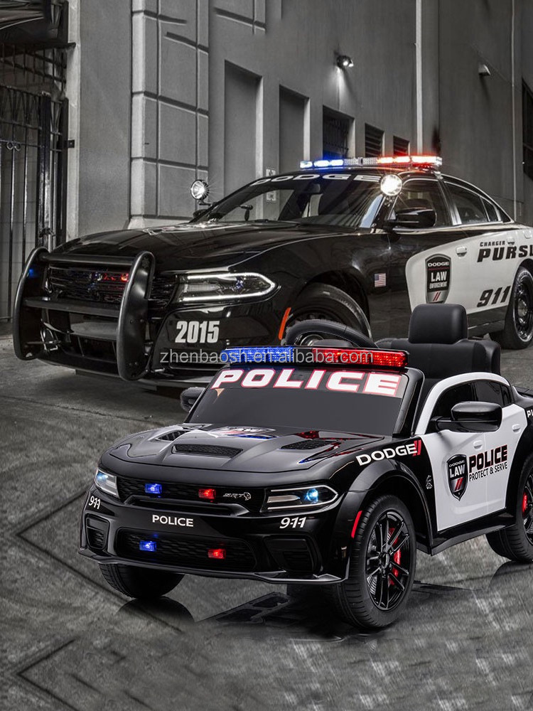 CE Dodge Police Car Ride on 12V  electric cars for kids  Ride on Toys Car with Remote Control Siren