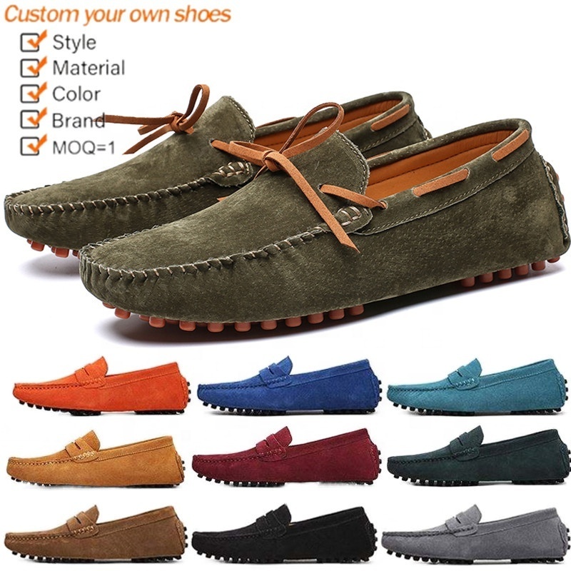 Custom Men Shoes Moccasins Sepatu Loafers Loafer Suede Driving Shoes Custom Men's Loafer Men's Formal Dress Shoes