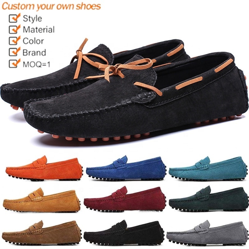 Custom Men Shoes Moccasins Sepatu Loafers Loafer Suede Driving Shoes Custom Men's Loafer Men's Formal Dress Shoes