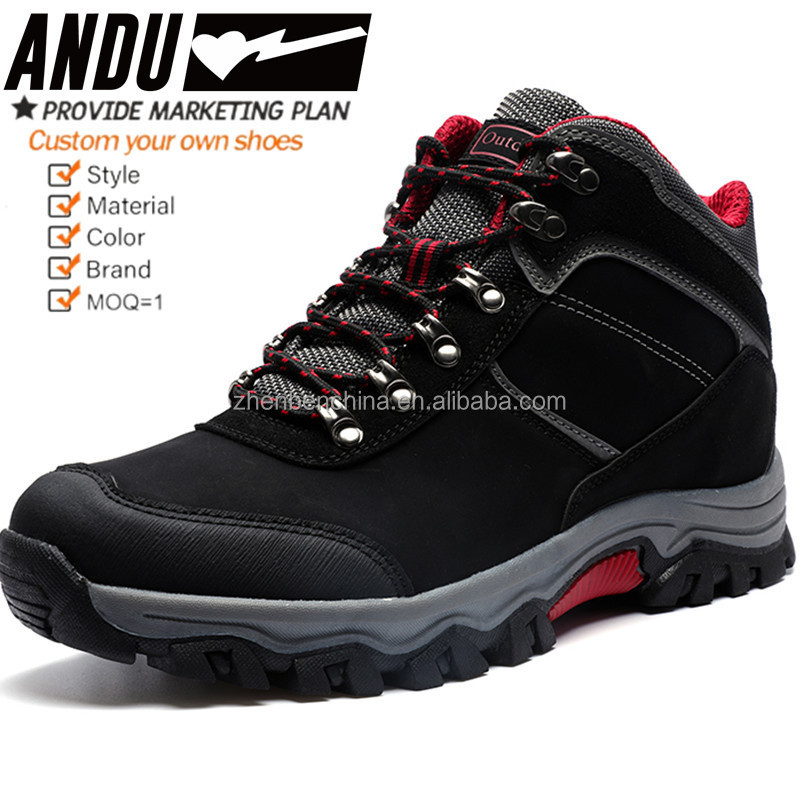 High Quality Leather Breathable Men Lace Up No Slip Hiking Shoes Men Outdoor Waterproof Hiking Boots Climbing Shoes Man Size 14