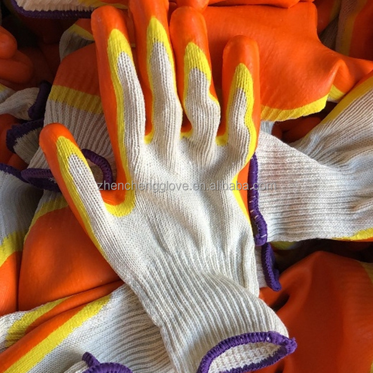 Double-layer glue hot-selling safety gloves two-color orange 85g rubber-coated latex construction site commonly used gloves