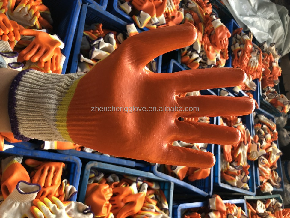 Double-layer glue hot-selling safety gloves two-color orange 85g rubber-coated latex construction site commonly used gloves