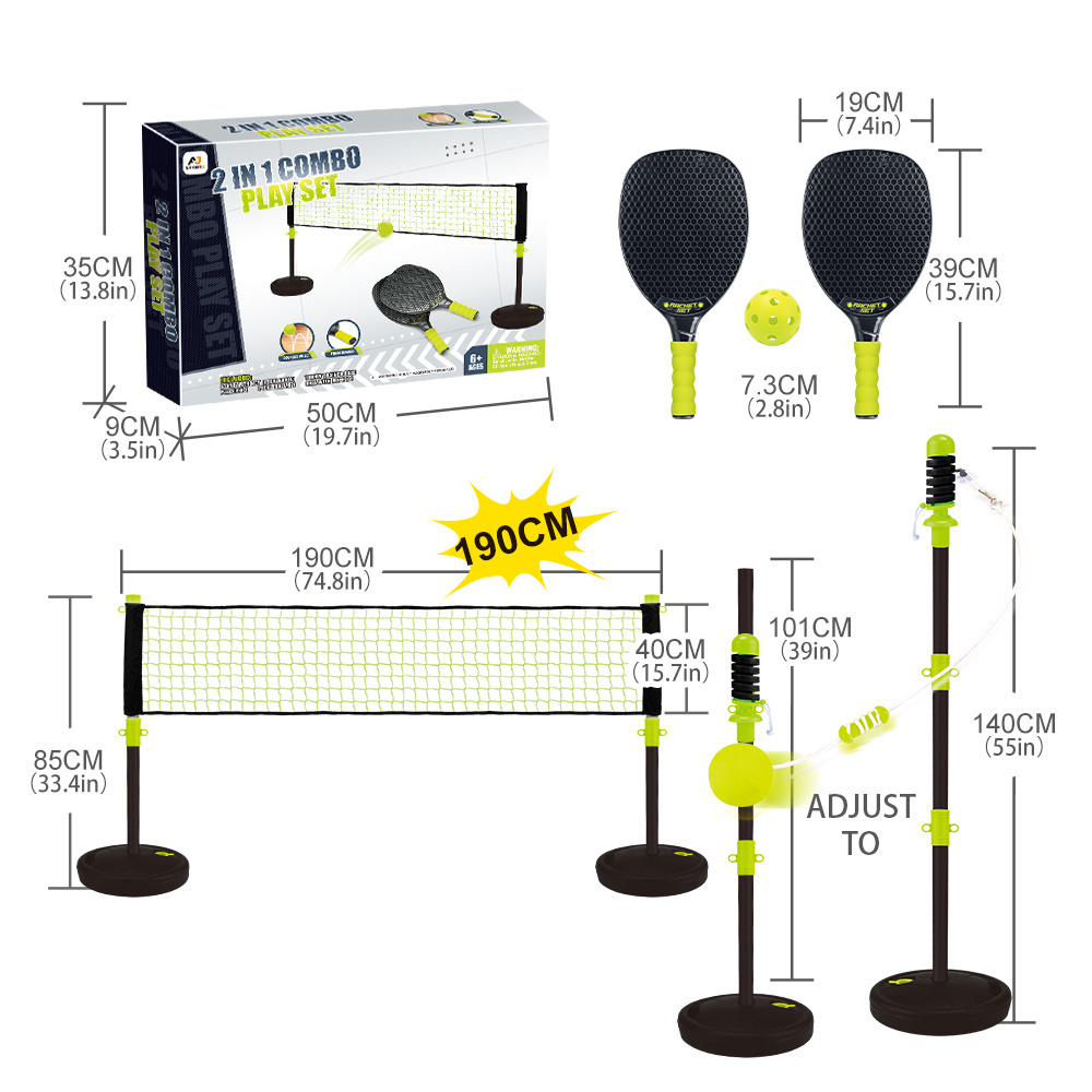 2 In 1 Kids Pickleball Net Set & Pickleball Training stand Sport Game Set Custom Pickleball Paddle