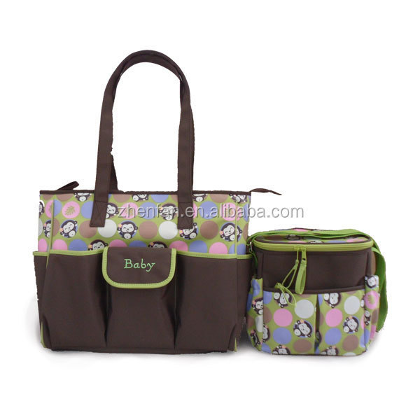 wholesale cartoon prints 2pcs set baby diaper bag mummy bag