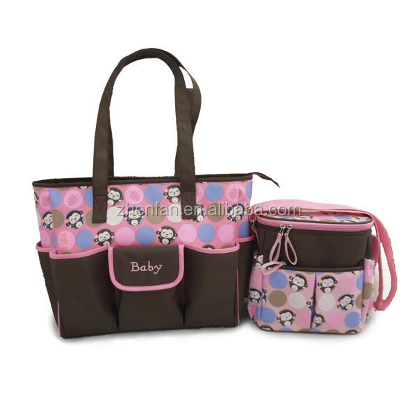 wholesale cartoon prints 2pcs set baby diaper bag mummy bag