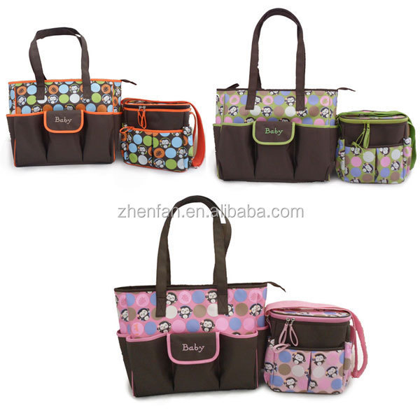 wholesale cartoon prints 2pcs set baby diaper bag mummy bag