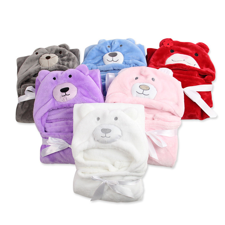 cartoon animal hooded baby swaddle blanket