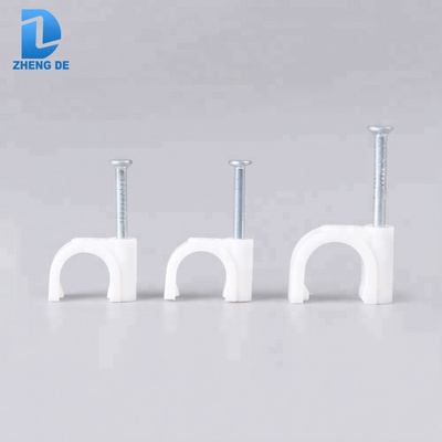 Plastic circle round electrical wire cable clips with nail