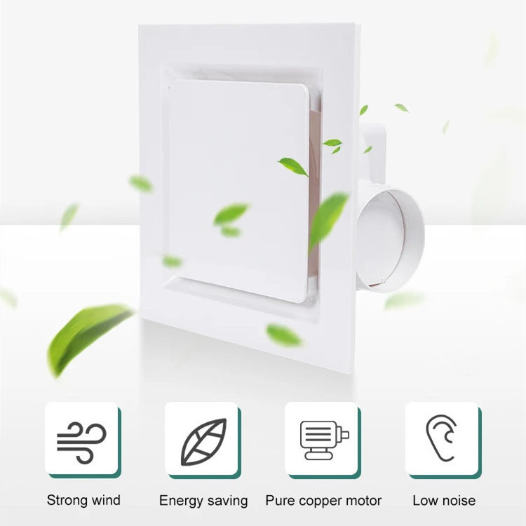 Square ABS Ceiling Mounted Extractor Fresh air Fan Window Kitchen Exhaust ventilation Fan