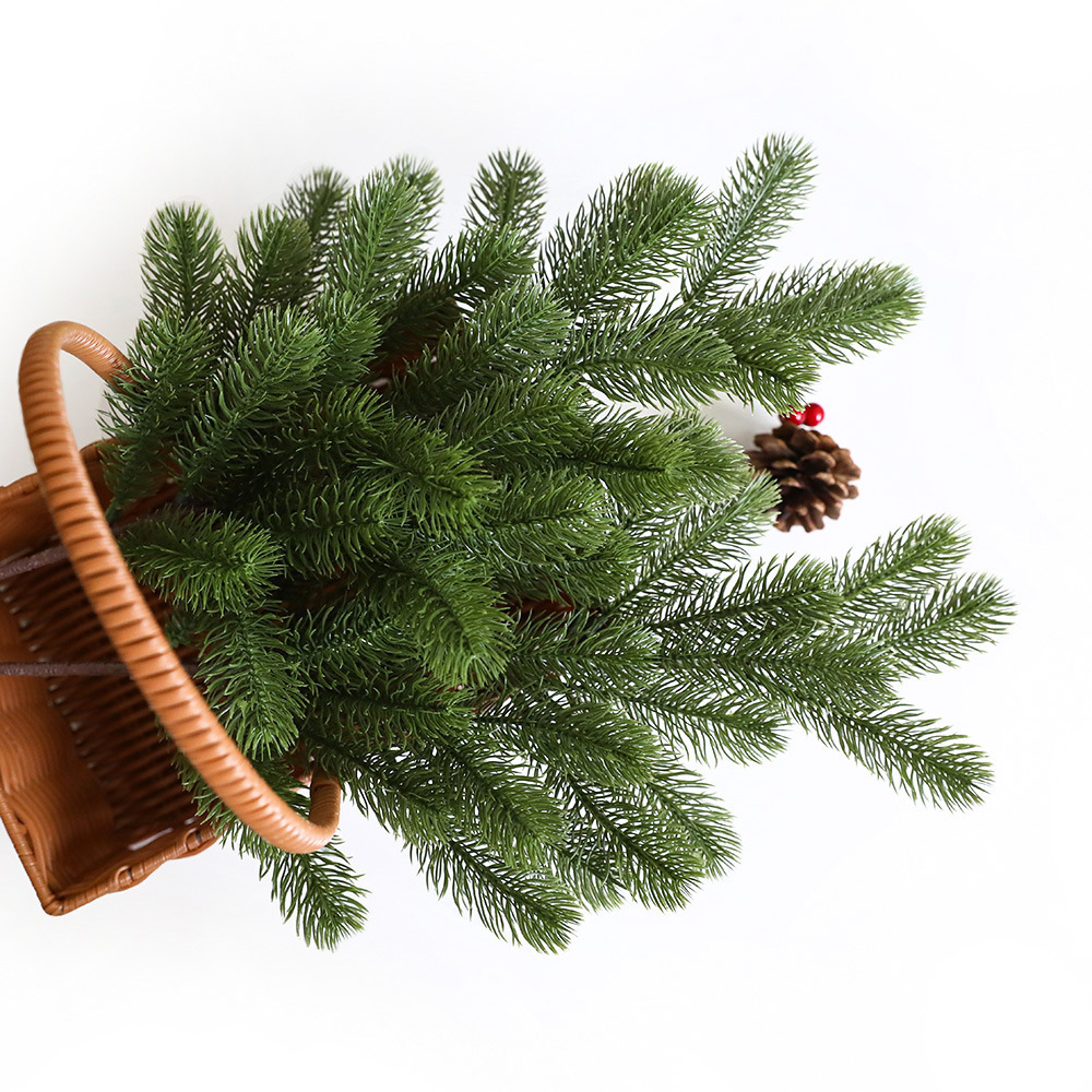 Hot sell Christmas ornament potted green artificial plants home decoration plastic pine tree garden simulation pine branches