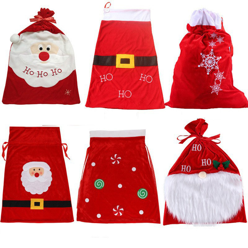 Luxury Snowflake velvet christmas ornaments santa claus bags xmas sacks santa sack 2023