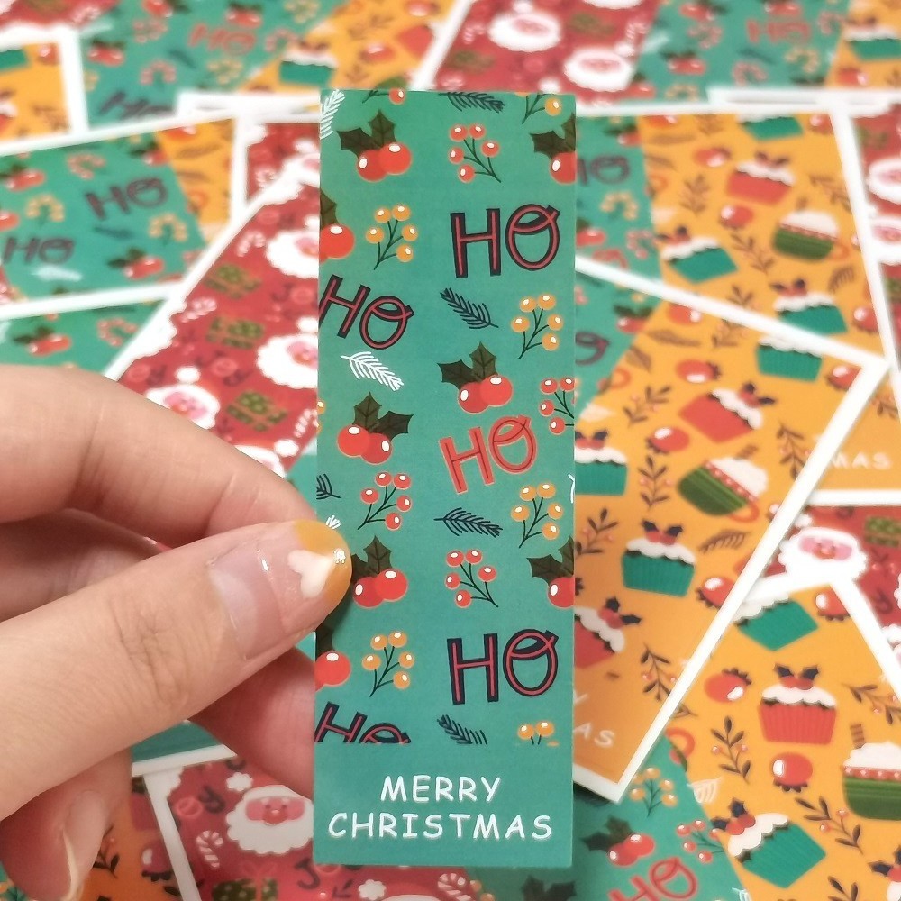 In Bulk Christmas stickers 30pcs/bag 3x9cm for gift box seal self-adhesive reindeer snowman labels packaging