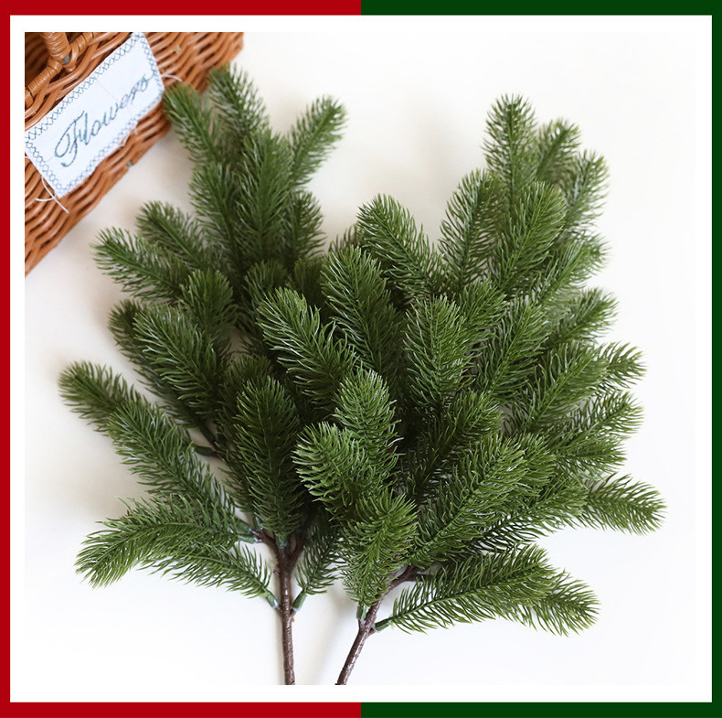 Hot sell Christmas ornament potted green artificial plants home decoration plastic pine tree garden simulation pine branches