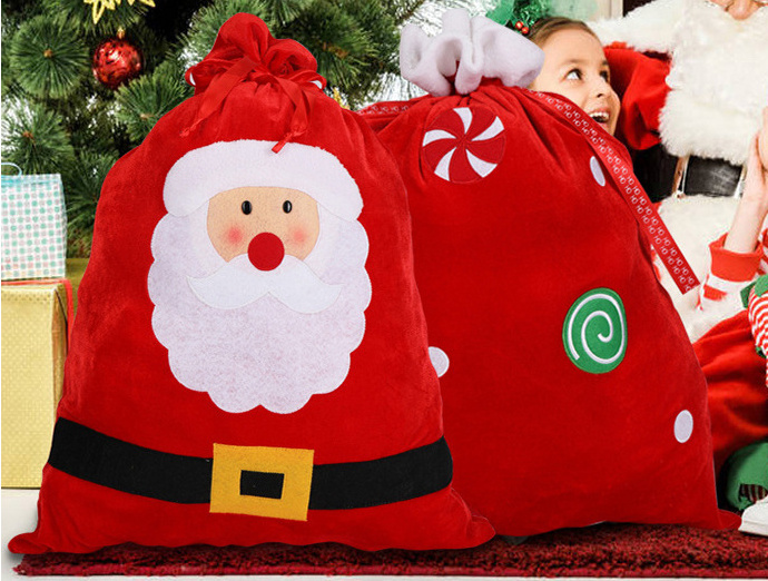 Luxury Snowflake velvet christmas ornaments santa claus bags xmas sacks santa sack 2023