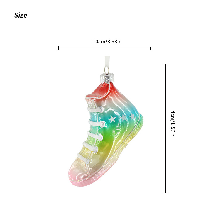 Custom Glass Colourful Running Sneaker Christmas Tree Hanging Decorations iridescence Sport Shoes Festival Home Glass Ornaments