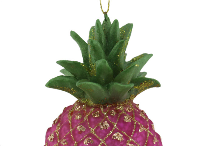 Wholesale hand-painted blown glass glittering pineapple statue decorations hanging fruit decorations Christmas tree decorations