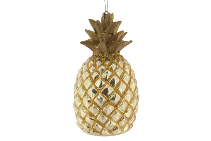 Wholesale hand-painted blown glass glittering pineapple statue decorations hanging fruit decorations Christmas tree decorations