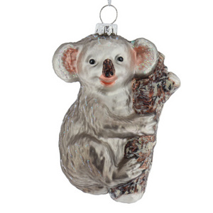 Wholesale Hand blown Hanging Christmas Decorative Painted Glass Cute Squirrel and Koala Figurine Festival Party Decorations