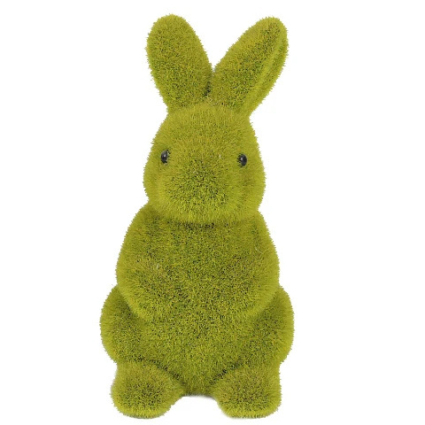 Outdoor Easter Decoration Easter Bunny Small Animal Figurines Decor Easter Green Flocking Rabbit Doll Decorations Resin Crafts