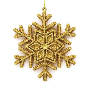 Festival Gifts Plastic Snowflake Christmas Tree Ornament Customized Glitter Gold Snowflake For Party Indoor Decoration