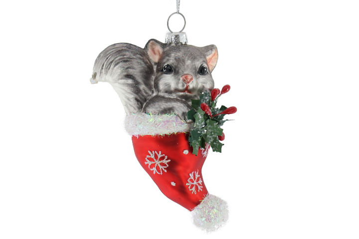 Wholesale Hand blown Hanging Christmas Decorative Painted Glass Cute Squirrel and Koala Figurine Festival Party Decorations