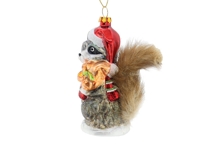 Super Cute Creative Glass Painted Hanging Ornaments Raccoon Hugging Squirrel Christmas Tree Pendant for New Year Decorations